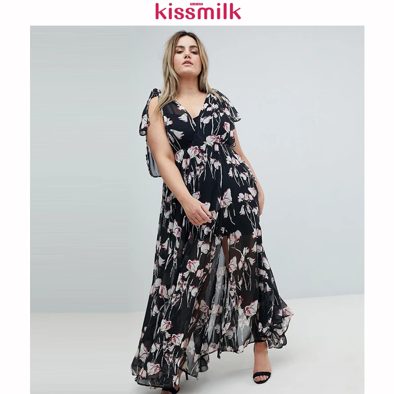 Kissmilk плюс размер богемное платье с v образным вырезом и галстуком на