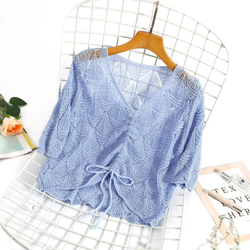 Тонкая трикотажная хлопковая Футболка с люрексом Корейская футболка V образным