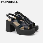 Женские сандалии из натуральной кожи, черные босоножки-гладиаторы на платформе, Классическая обувь для вечерние, большие размеры 34-40, лето 2021