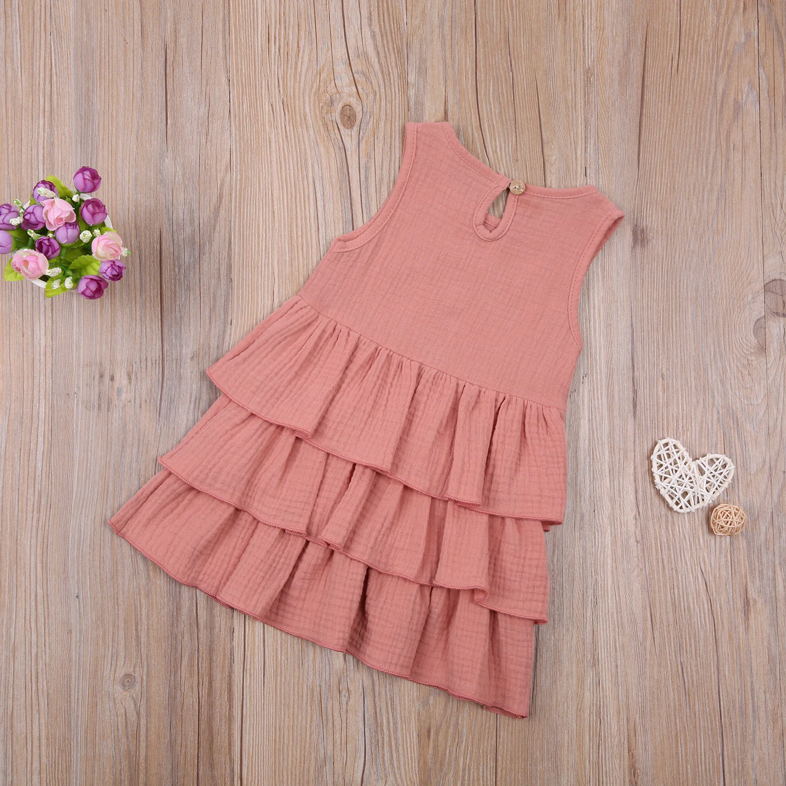 

2021 New Summer 6M-4Y Baby Girl Multi Layered Ruffled Sleeveless Dress Cute Clothes Infant Kid Children Casual Outfit 3 Colors