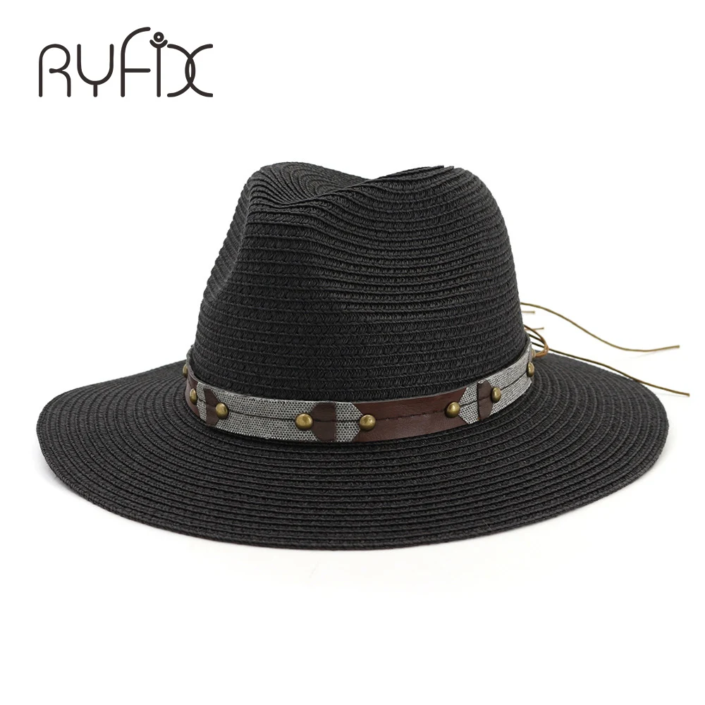 

Jazz hat lady top hat with flat brim straw hat outdoor sun block beach hat with personalized sun hat HA65