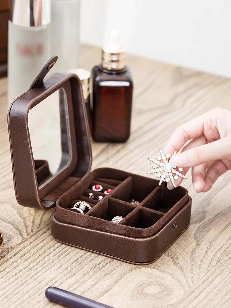 European Style Simple Retro Travel Portable Jewelry Box With Buckle Small Earrings Earrings Jewelry Necklace Storage Box