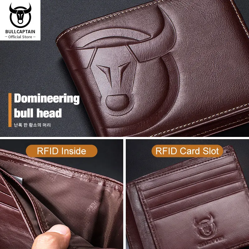 BULLCAPTAIN/модный мужской кошелек с большим логотипом высокое качество RFID портмоне
