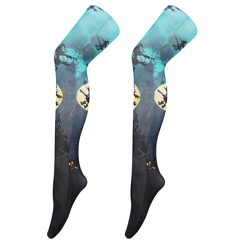 

Cross border special for Halloween socks 3D digital printing stockings printed silk stockings heat transfer printing stockings