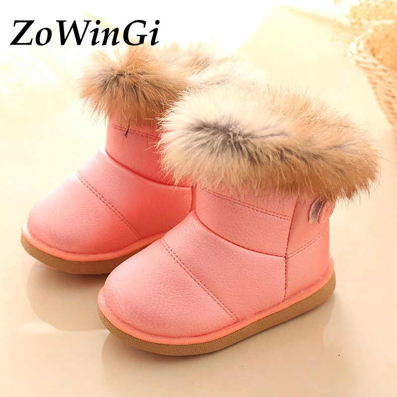 

Size 21-30 Children Snow Boots with Rabbit fur Winter Kids Boots for Girls bota infantil menina Waterproof Children Boots Girls