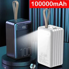 100000mAh Power Bank for Xiaomi Huawei iPhone Samsung Powerbank Portable Charger External Battery Pack Power Bank LED Poverbank