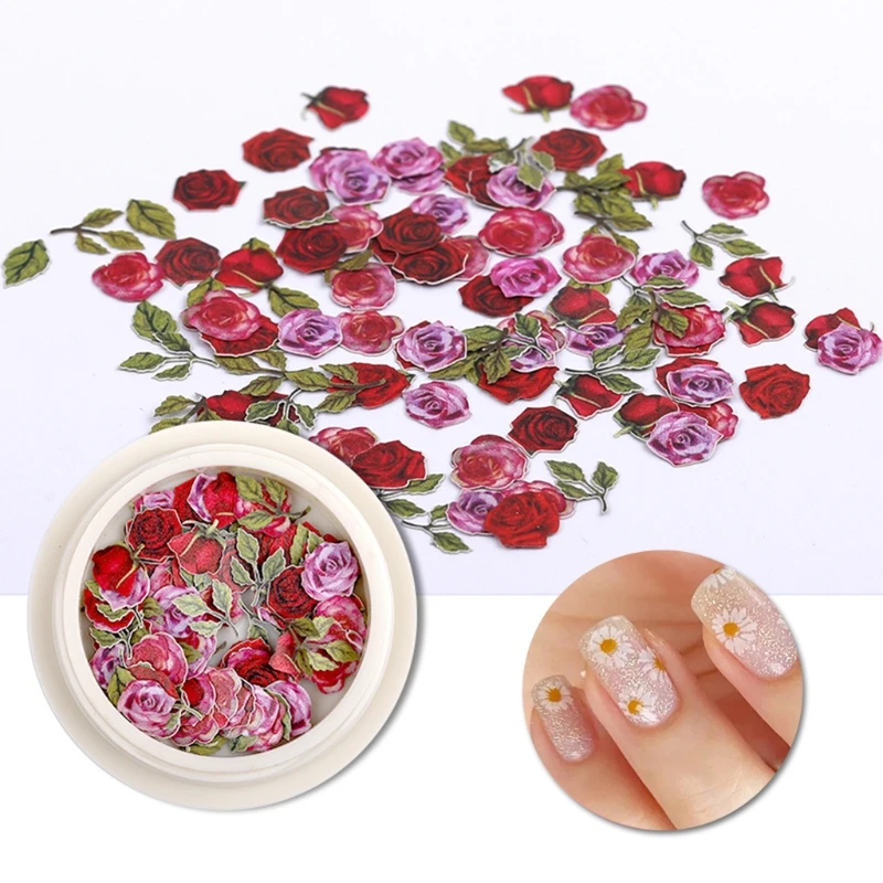 

1 Set 9 Styles Wood Pulp Sheets DIY 3D Flower Nail Decal Stickers Art Handcraft