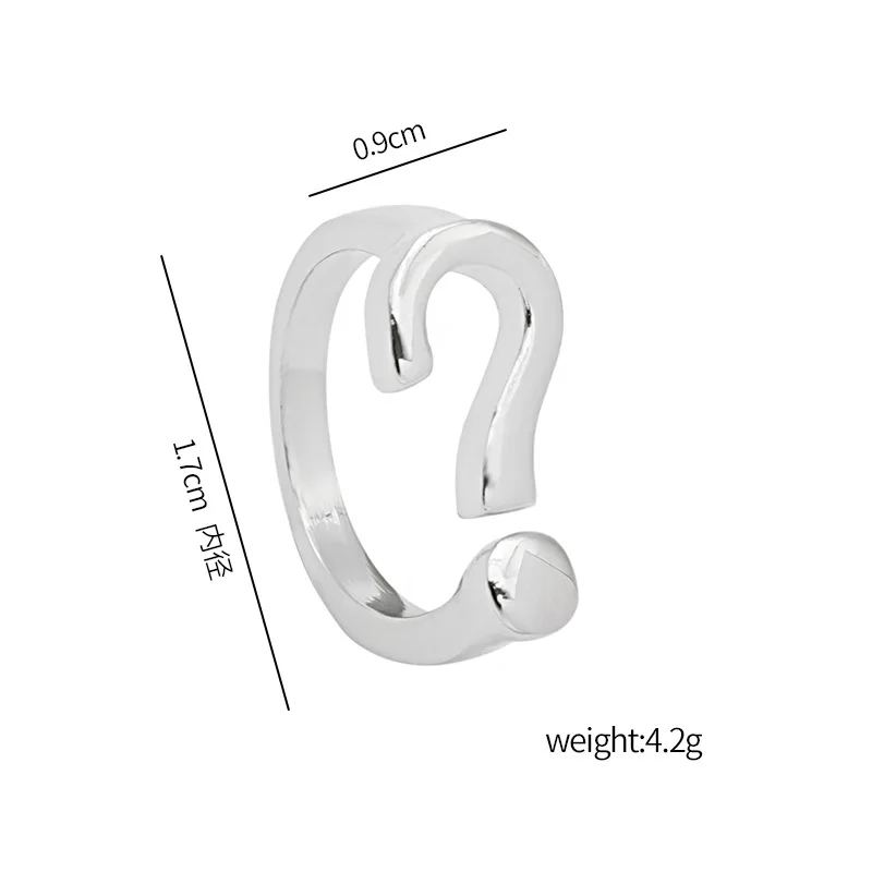 

Niche design question mark ring, simple and trendy personality, sweet and cool dark girl ring index finger ring