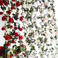 lber 180cm artificial rose flower vine wedding decorative real touch silk flowers with green leaves for home hanging garland dec