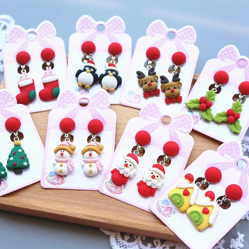 

Super Cute Penguin Snowman Clip on Earrings for Kids Girls Earrings Jewelry No Pierced Children Clip on Earrings Christmas Gifts