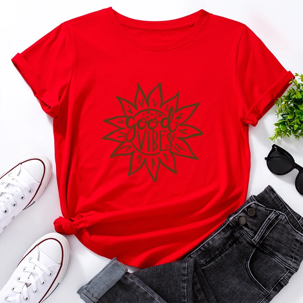 

Women's T-shirt thin creative flower short sleeve round neck T-shirt HX2U