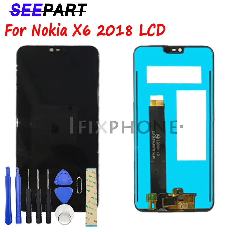 

New 5.8"For Nokia X6 LCD Display+Touch Screen Digitizer Assembly Replacement Parts For Nokia 6.1 Plus LCD Screen