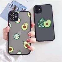 cute cartoon avocado phone case for iphone 13 12 11 mini pro xr xs max 7 8 plus x matte transparent back cover