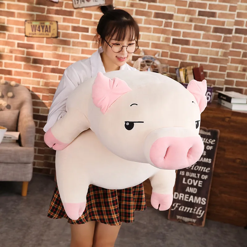 

40-75cm Squishy Pig Stuffed Doll Lying Plush Piggy Toy Animal Soft Plushie Hand Warmer Pillow Blanket Kids Baby Comforting Gift