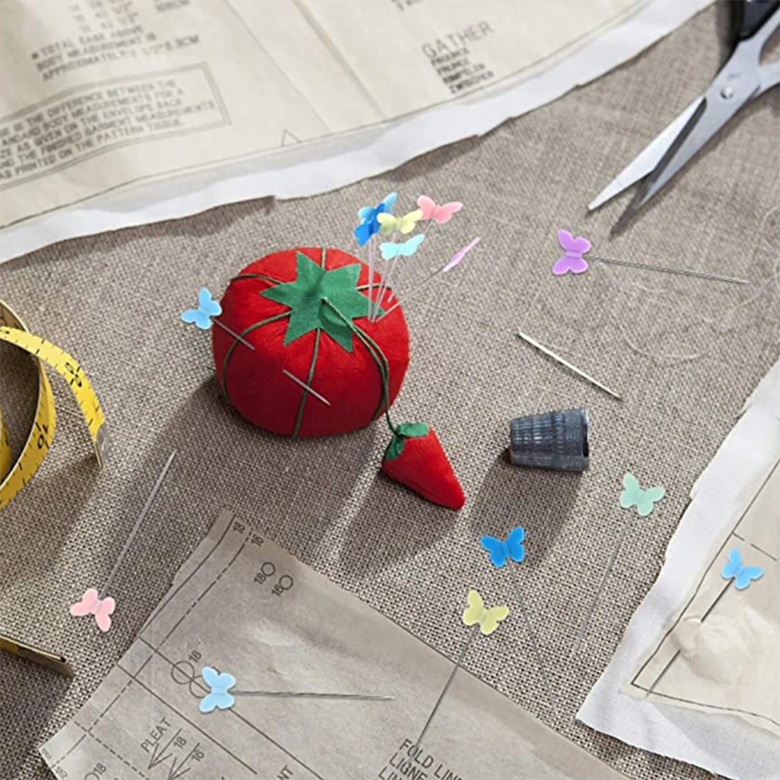 

DIY sewing patchwork fixed needle Sew Tool 100PC Embroidery Patchwork Pins Flower Bow Tie/butterfly/button shape Head pin