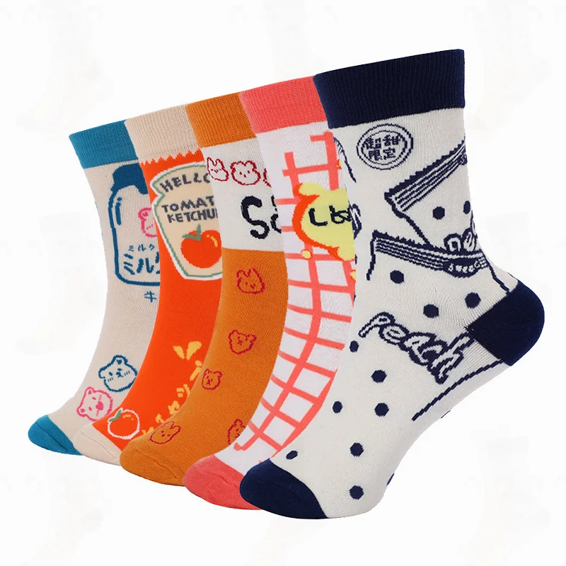 

1Pair The new four seasons Harajuku cute pure cotton breathable women's socks comfortable socks creative :[signopiddle tube sock