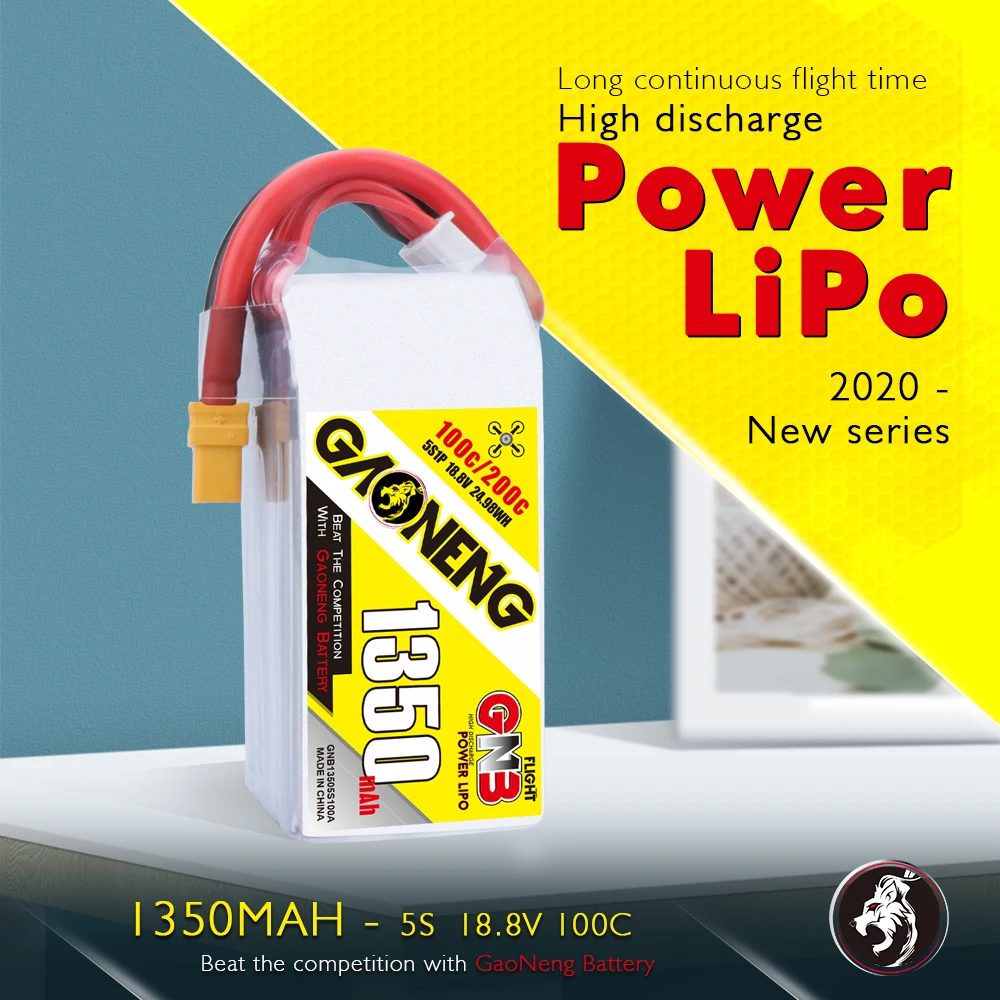 Новый аккумулятор Gaoneng GNB 1350 мА/ч 18 8 V 100C / 200C 5S Lipo Батарея Перезаряжаемые XT60 разъем