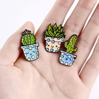 8 styles custom brooches potted plant enamel pins jewelry catoon badge natural