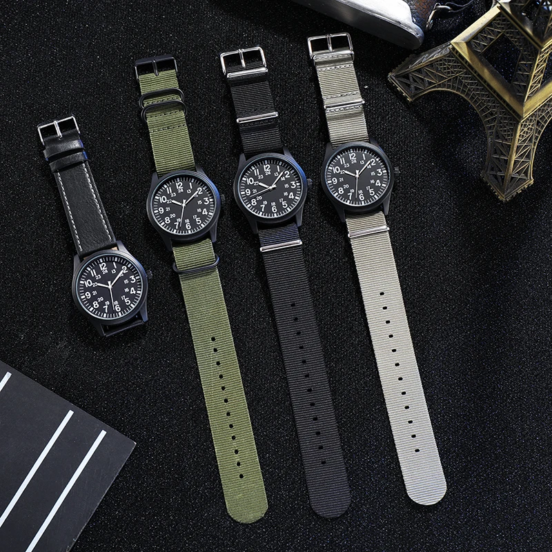

Men Watch Nylon Strap Sport Outdoor Clock Air Force 24H Display Quartz Wristwatch Relogio Masculino