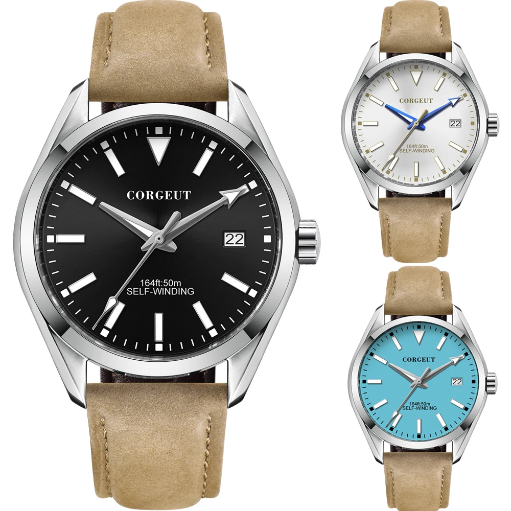 Мужские часы с синим циферблатом и автоматической датой 41 мм | Наручные