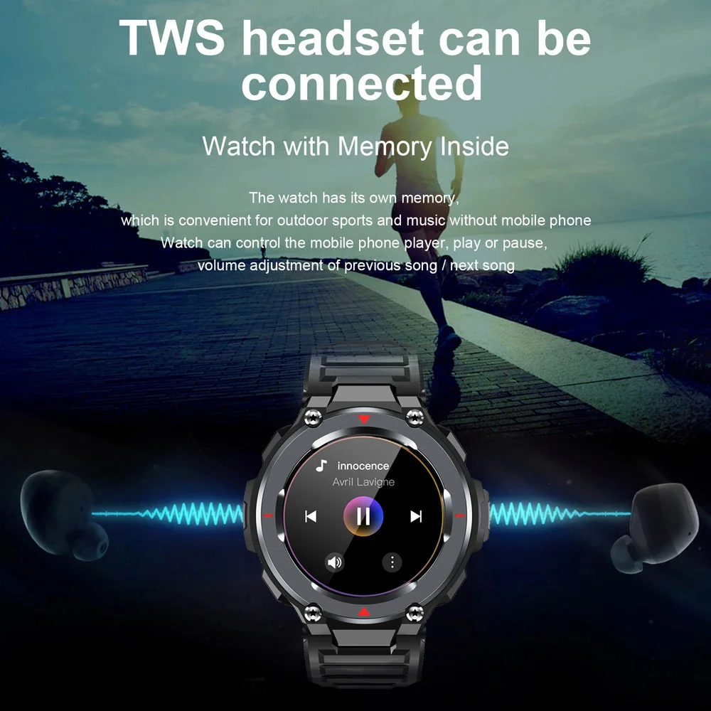 

LIGE New Sports Smart Watch Men Outdoor Bluetooth Call Music Playback Heart Rate Monitor Waterproof Smartwatch For Android IOS