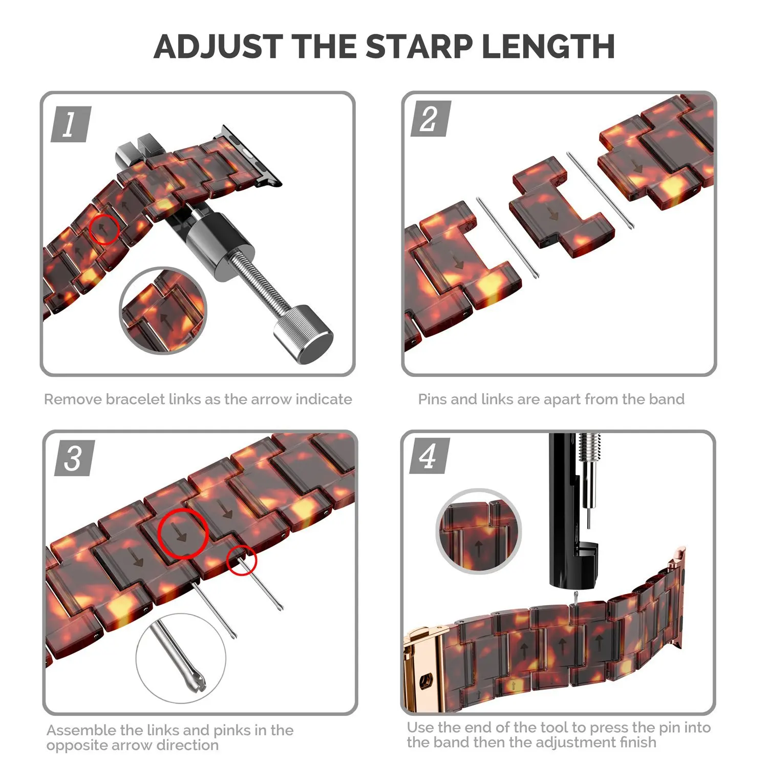 

Resin bracelet for apple watch 5 band 44mm iwatch 42mm Series 5 4 3 2 1 strap Wrist Accessories loop 40mm Watchband Replacement