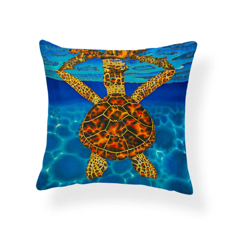 Забавная мультяшная подушка синий кит дельфин морская черепаха морское животное