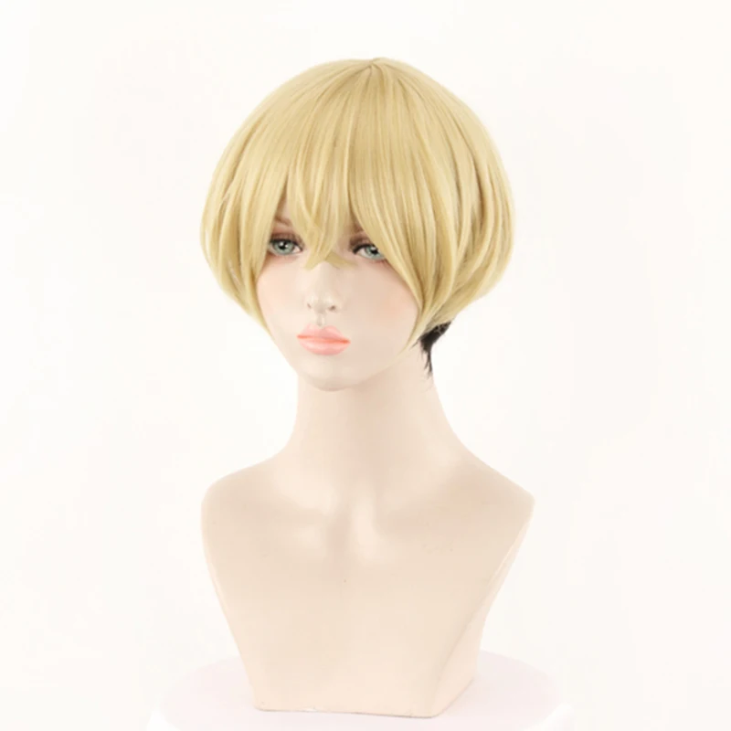 

Tokyo Revengers Chifuyu Matsuno Wigs Short Blond Black Heat Resistant Synthetic Hair Carnival Party Cosplay Wig + Wig Cap