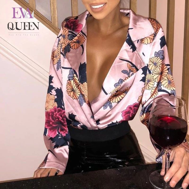Женское боди с цветочным принтом EvaQueen вечерние облегающие комбинезоны глубоким