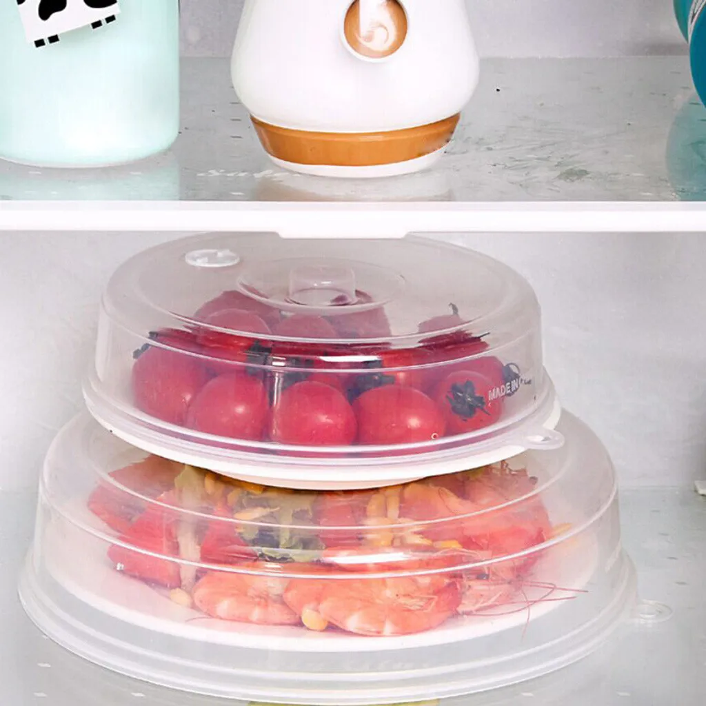 

2PCS Plastic Microwave Plate Cover Clear Steam Splatter Food Wraps Reusable Silicone Food Fresh Keeping Sealed Covers