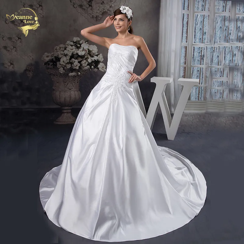 Белые женские свадебные Сатиновые туфли платья размера плюс 2021 свадебное платье