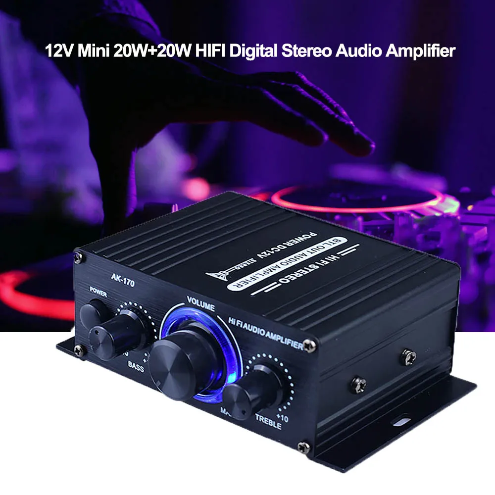 Цифровой Hi-Fi стерео аудио усилитель AK170 12 в мини-усилитель для динамиков FM-радио