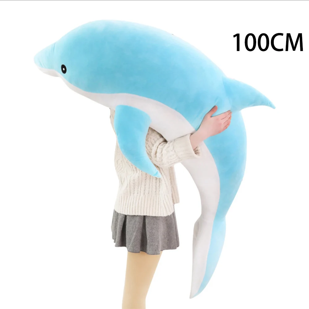 Blue 100CM Плюшевые игрушки для девочек детские Kawaii мягкие чучело дельфина куклы Животные ворс Подушка креативные детские игрушки Рождественский подарок - Цвет: Blue 100CM