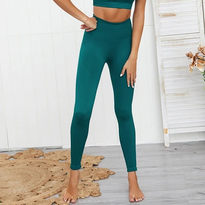 Green Yoga Pants Йога бесшовные леггинсы для детей штаны для фитнеса или йоги Высокая Талия Леггинсы для тренажерного зала, Спортивная Для женщин Фитнес спортивные брюки спортивная одежда для Для женщин тренажерный зал - Цвет: Green Yoga Pants