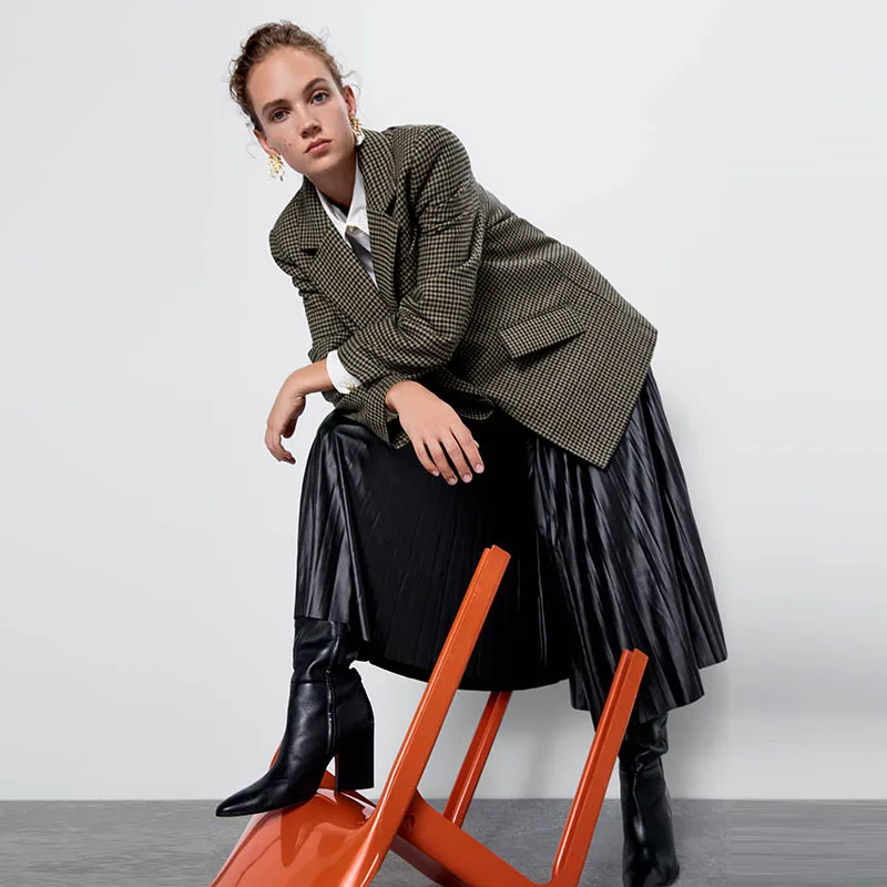 Женское шерстяное пальто осенне-зимний брендовый свободный клетчатый