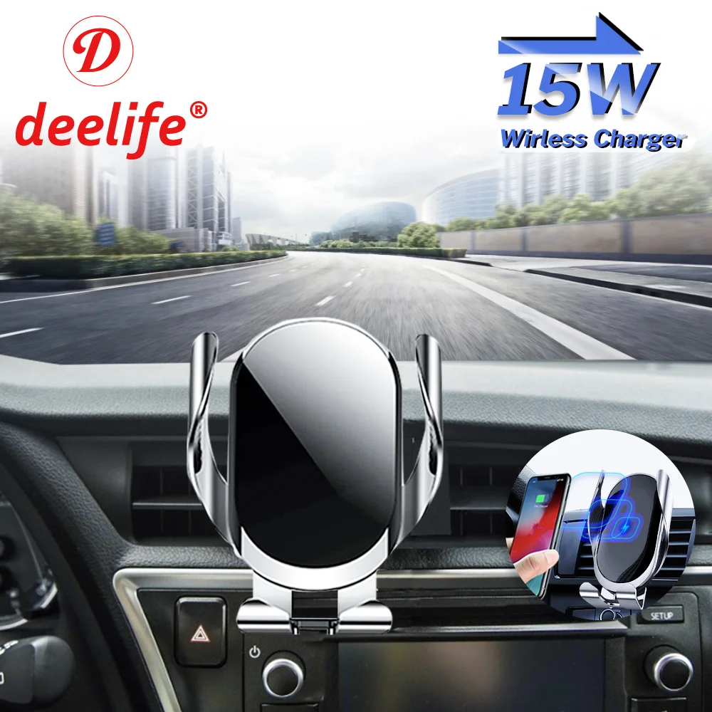 

Deelife Car Phone Holder Wireless Charger 15W Auto Mobile Support Dashboard Portable Smartphone Stand Air Vent Cellphone Mount