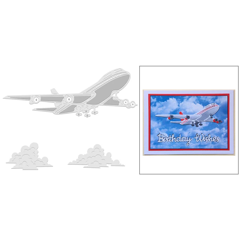 

2021 новая Самолетная и облако металлический Трафаретный вырубной штамп для пресс-форм кроя Бумага делая декоративная поздравительная откры...