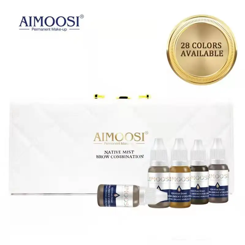 AIMOOSI 6Pcs Tattoo Semi Permanent Pigments Ink For Microblading Makeup Eyebrow Lips Eye Body Art Beauty Women Supplies 28Colors