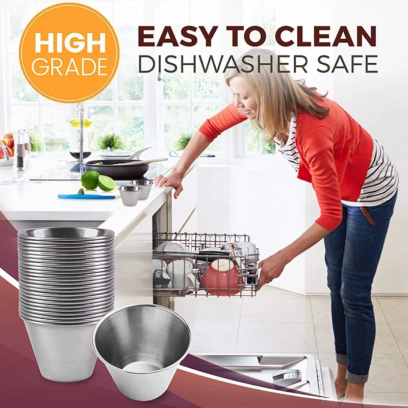 

24 Pcs Sauce Cups - Individual Round Condiments Ramekins & 1 Set BBQ Chicken Drumsticks Rack with Drip Pan