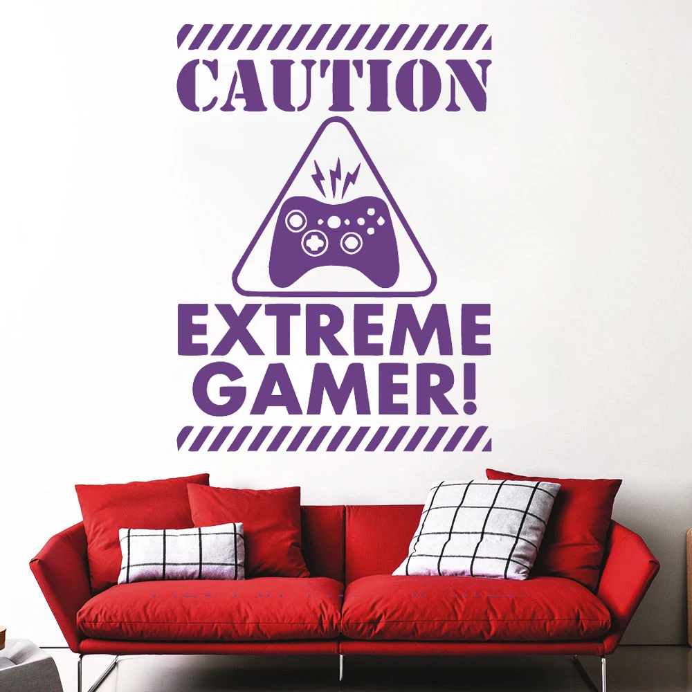 

Vinyl caution extreme game Wall Sticker quotes Wall Art Decal for Living Room Company School playroom Decoration Mural HQ557