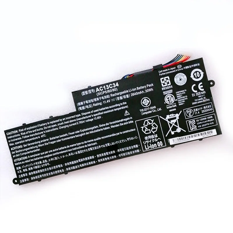 

Original 2640mAh AC13C34 For Acer Aspire V5-122P V5-132 E3-111 E3-112 ES1-111M MS237 KT.00303.005 11.4V 30WH Laptop Battery