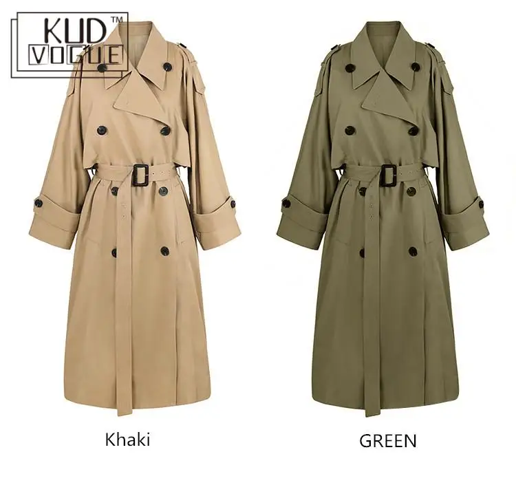 Тренч Женский длинный свободный с поясом большого размера 2019 | Женская одежда