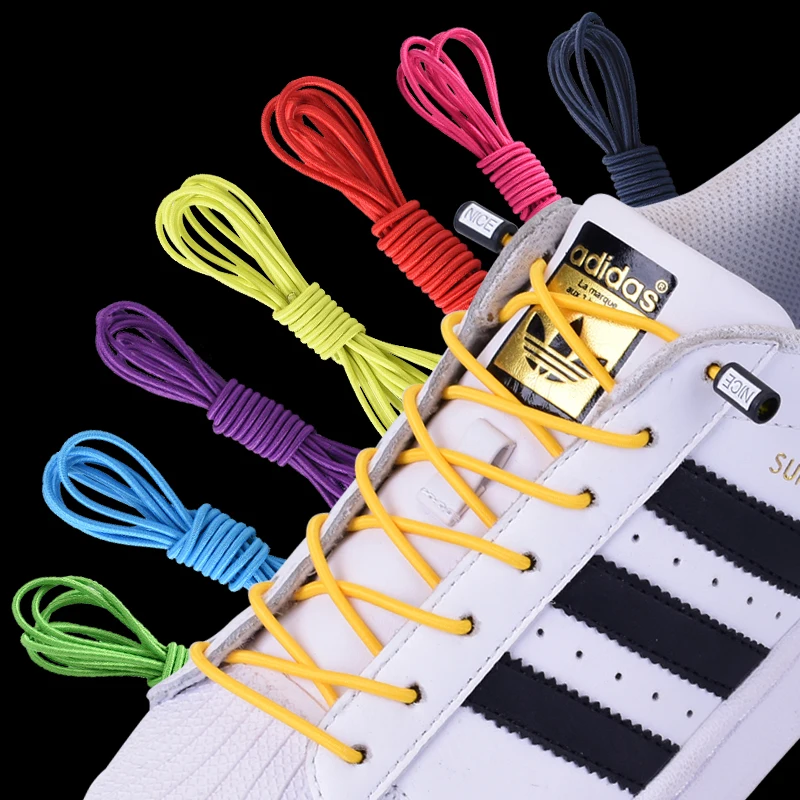 

1 Pair No Tie Shoelaces Round Elastic Locking Shoelace Kids Adult Sneakers Quick Lazy Shoe Laces Shoestrings 25 colors