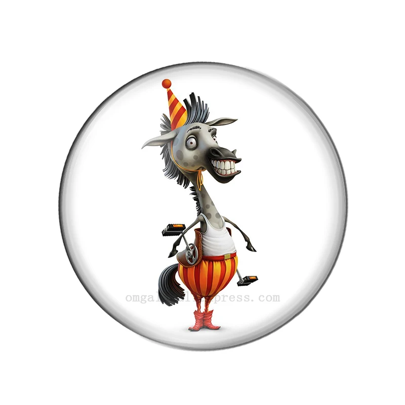 3D милая лошадь корова свинка овечка фоторамка с круглым кабошоном для фото