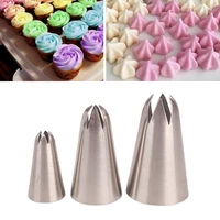 curved 6 tooth decorating nozzle 3 piece set 3pcs rose stainless steel cake cream decorative baking tools