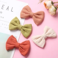baby bows hair clips muslin girls hairpins hairclip for kids cotton linen barrette infant princess side pin beach accessories