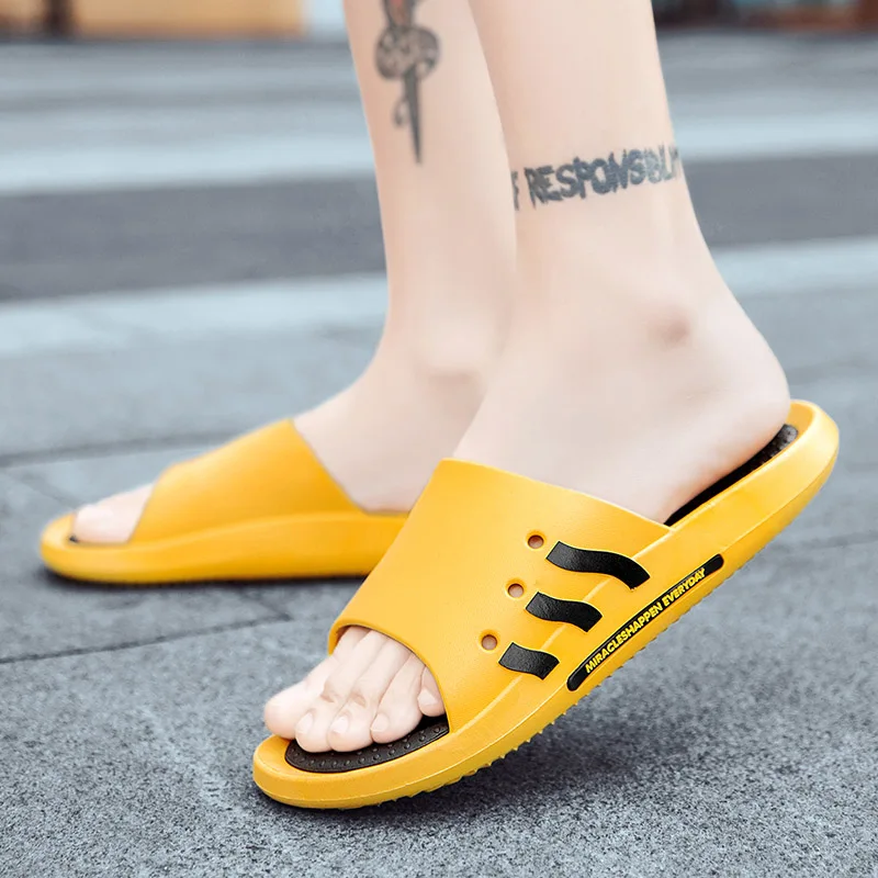 

New Arrival Sole House Slippers Men Non-Slip Soft Quiet Bathing Flip Flops Quick Dry Slipper 2021 Beach Shoes