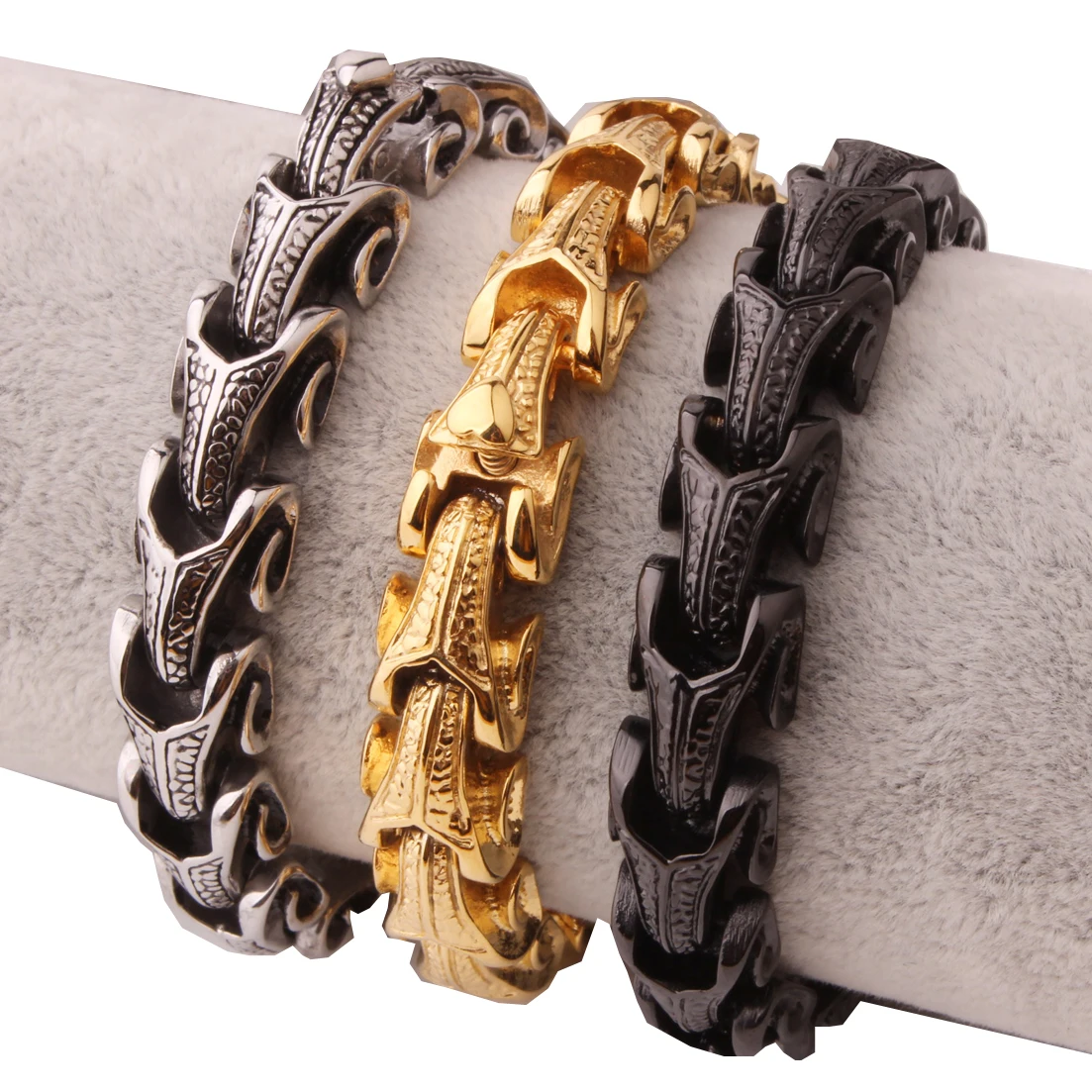 Крутые браслеты из нержавеющей стали с изображением дракона для мужчин панк Рок
