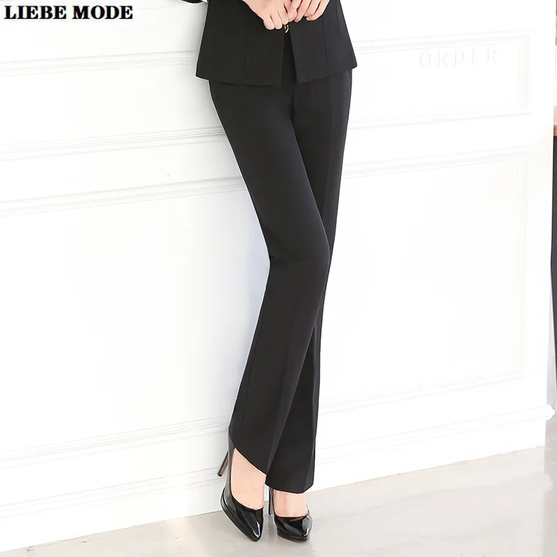 Корейские Деловые женские размера плюс черные/синие/серые брюки для женщин