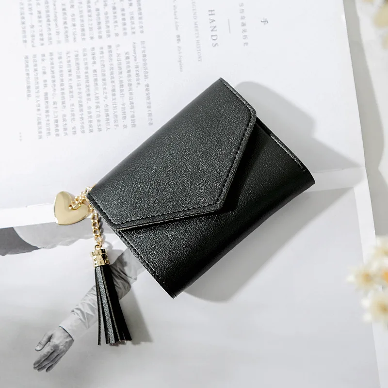 Women Wallet Tassel Pendant Litchi Pattern Short Card Holder Coin Purse Ladies Leather Mini Small Fashion Bag | Багаж и сумки